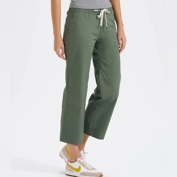 VUORI Women's Ripstop Wide Leg Cropped Pants Army Green Size Large EUC VW416 - Picture 3 of 12